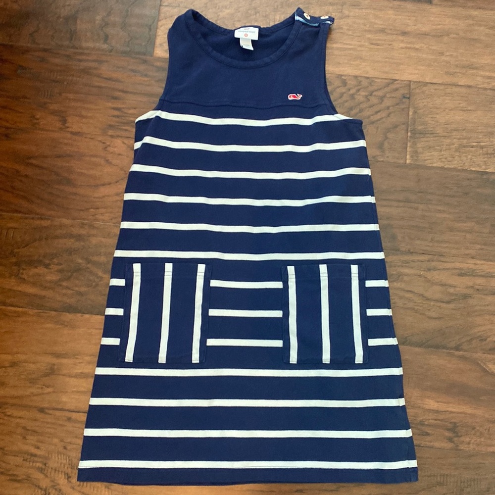 Vineyard vines size M (7/8) sleeveless, navy and white striped dress